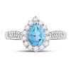 Image 2 : Pear Lab-Created Blue Topaz Solitaire Ring 2 Cttw 10kt White Gold