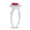 Image 4 : Pear Lab-Created Ruby Solitaire Diamond Frame Ring 1-1/5 Cttw 10kt White Gold