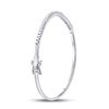Image 3 : Diamond Curved Bangle Bracelet 1 Cttw 14kt White Gold