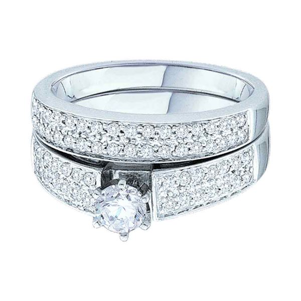 Diamond Bridal Wedding Ring Band Set 3/4 Cttw 14kt White Gold