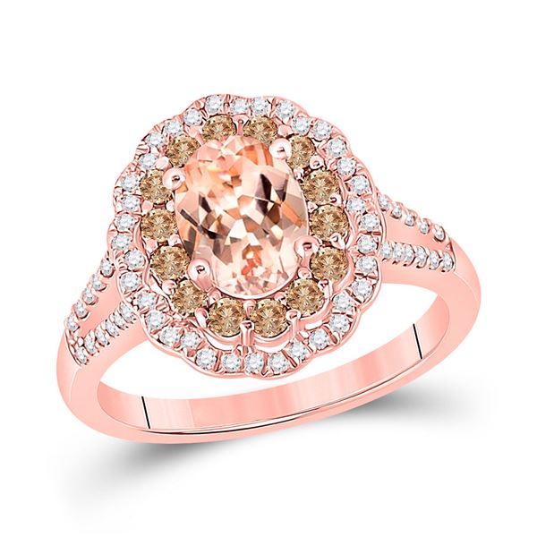 Oval Morganite Diamond Solitaire Ring 1-1/2 Cttw 14kt Rose Gold