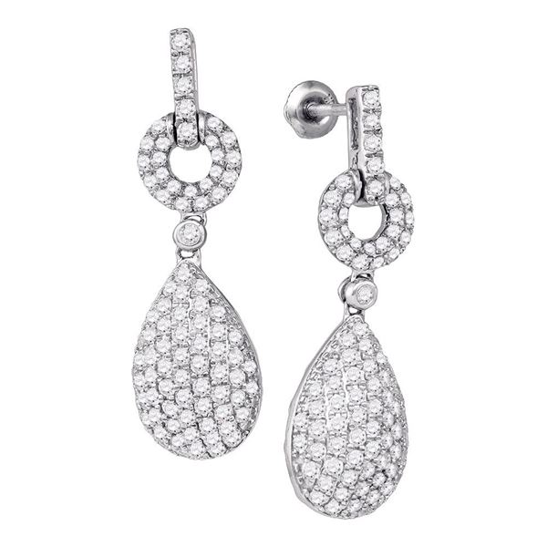 Diamond Teardrop Dangle Earrings 2 Cttw 10kt White Gold