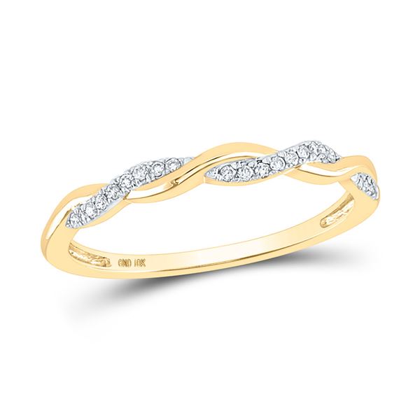 Diamond Twist Stackable Band Ring 1/12 Cttw 10kt Yellow Gold