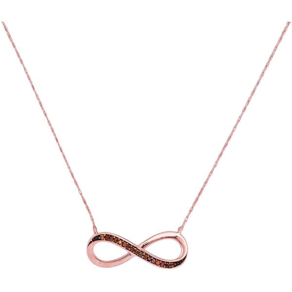 Red Color Enhanced Diamond Infinity Pendant Necklace 1/20 Cttw 10kt Rose Gold