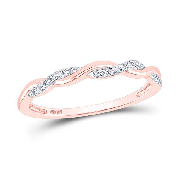 Diamond Twist Stackable Band Ring 1/12 Cttw 10kt Rose Gold