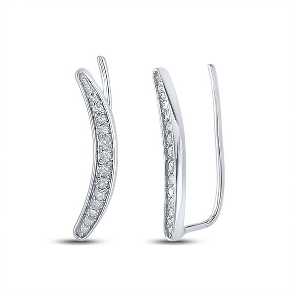 Diamond Climber Earrings 1/5 Cttw Sterling Silver