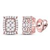 Image 1 : Diamond Rectangular Cluster Earrings 1/2 Cttw 14kt Rose Gold