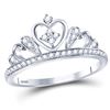 Image 1 : Diamond Crown Tiara Heart Ring 1/6 Cttw Sterling Silver