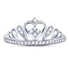 Image 2 : Diamond Crown Tiara Heart Ring 1/6 Cttw Sterling Silver
