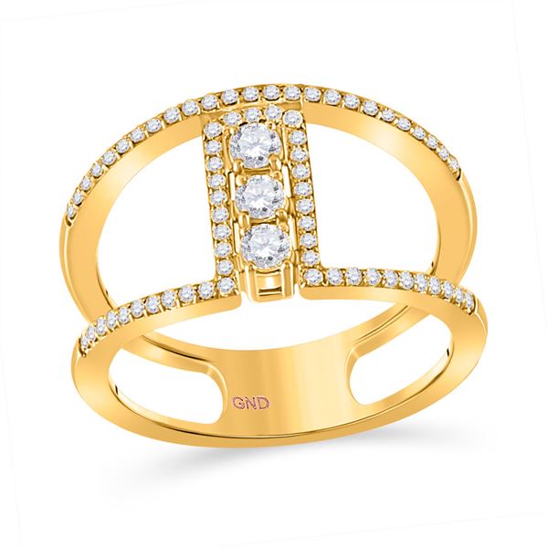 Diamond Negative Space 3-stone Ring 3/8 Cttw 10kt Yellow Gold