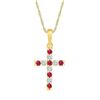 Image 1 : Lab-Created Ruby Cross Pendant 3/8 Cttw 10kt Yellow Gold