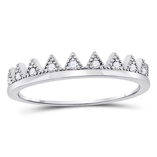 Diamond Chevron Stackable Band Ring 1/10 Cttw 10kt White Gold