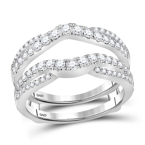 Diamond Wrap Ring Guard Enhancer 5/8 Cttw 14kt White Gold