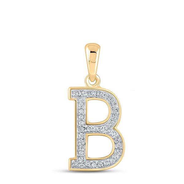 Diamond Initial B Letter Pendant 1/12 Cttw 10kt Yellow Gold