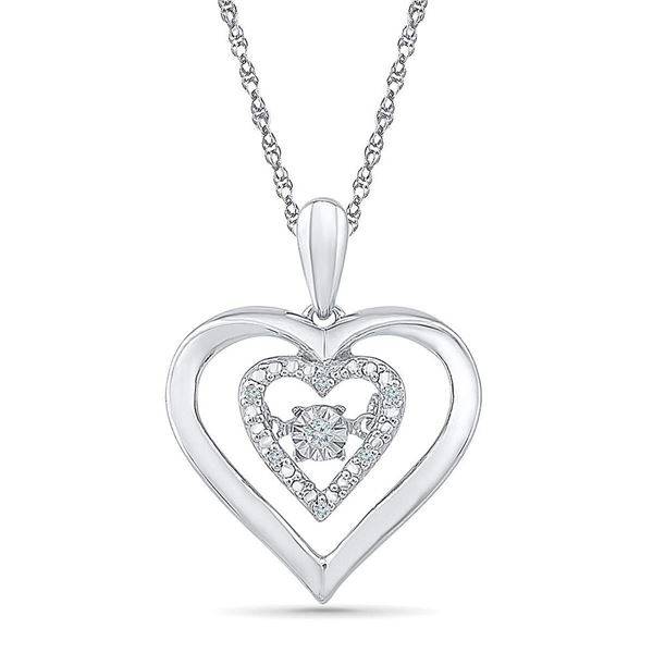 Diamond Moving Heart Pendant .03 Cttw Sterling Silver