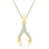 Image 1 : Wishbone Lucky Pendant 1/20 Cttw 10k Yellow Gold