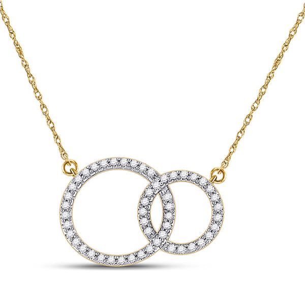 Diamond Double Circle Necklace 1/6 Cttw 10kt Yellow Gold