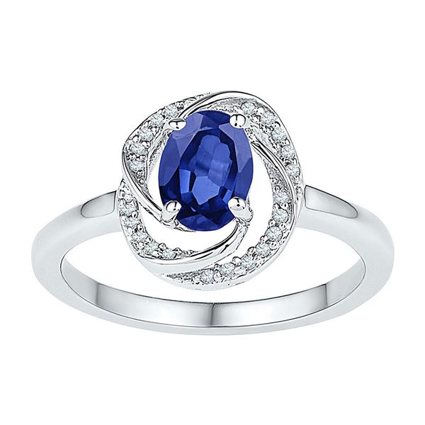 Oval Lab-Created Blue Sapphire Solitaire Ring 1-1/4 Cttw 10kt White Gold