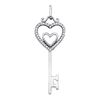 Image 1 : Diamond Heart Key Pendant 1/10 Cttw 10kt White Gold