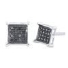 Image 1 : Sterling Silver Mens Black Color Enhanced Diamond Square Cluster Earrings 1/10 Cttw Sterling Silver