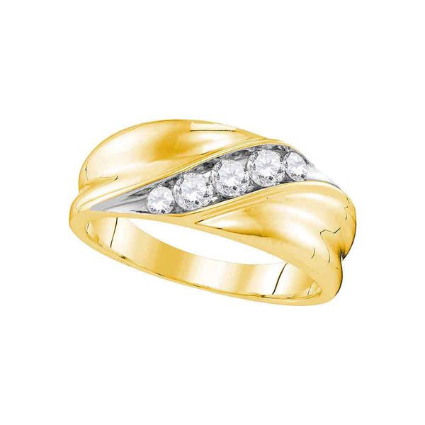 Mens Diamond Wedding Diagonal Band Ring 1/2 Cttw 10kt Yellow Gold
