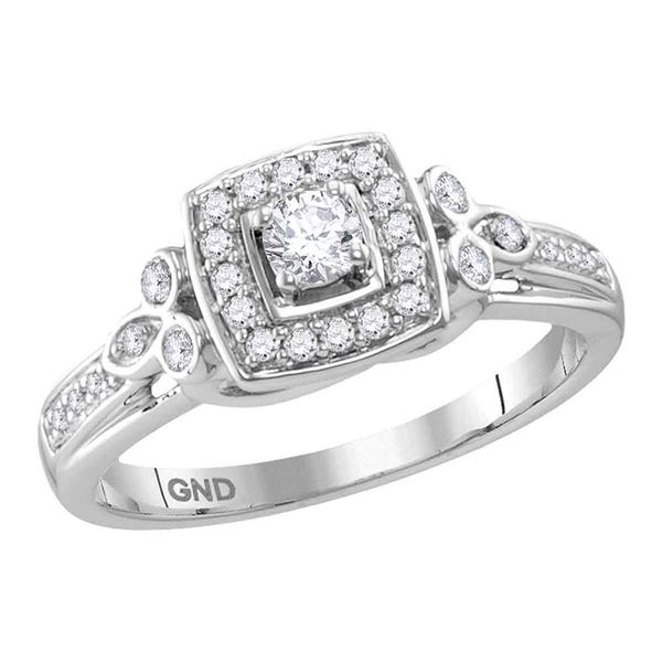 Diamond Halo Bridal Wedding Engagement Ring 1/3 Cttw 10kt White Gold