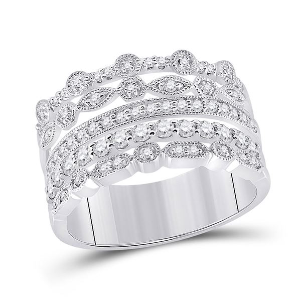 Diamond Stacked Band Ring 1/2 Cttw 10kt White Gold