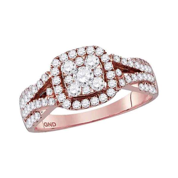 Diamond Square Cluster Bridal Wedding Engagement Ring 1 Cttw 14kt Rose Gold