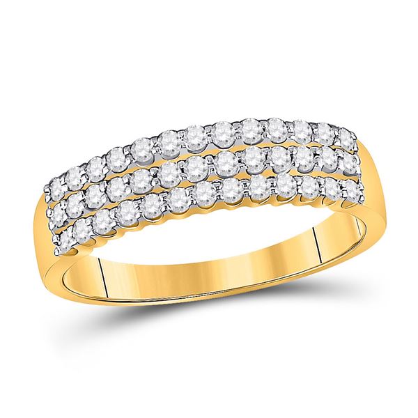 Diamond Triple Row Band Ring 1/2 Cttw 14kt Yellow Gold