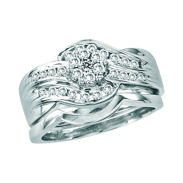 Diamond Bridal Wedding Ring Band Set 1/2 Cttw 14kt White Gold
