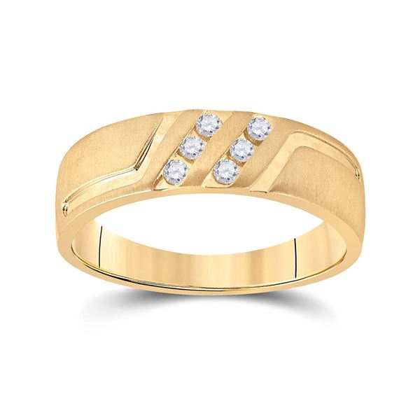 Mens Diamond Wedding Band Ring 1/6 Cttw 14kt Yellow Gold