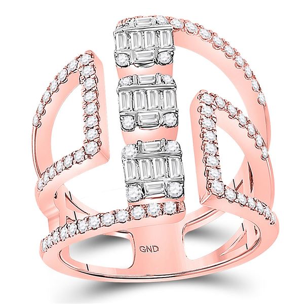 Baguette Diamond Negative Space Band Ring 7/8 Cttw 14kt Rose Gold
