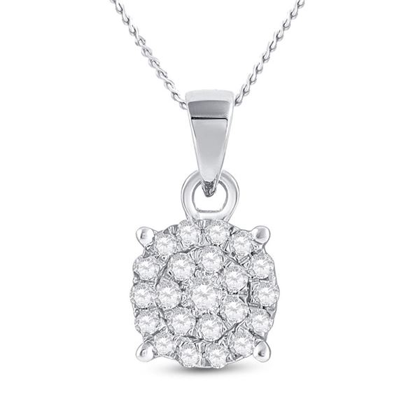 Diamond Cluster Pendant 1/4 Cttw 10kt White Gold