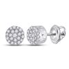 Image 1 : Diamond Cluster Earrings 1/4 Cttw 14kt White Gold