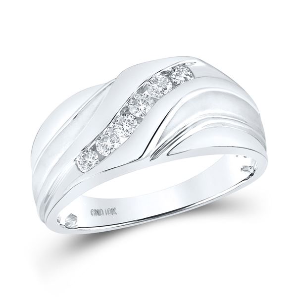 Mens Diamond Wedding Band Ring 1/3 Cttw 10kt White Gold