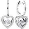 Image 1 : Diamond Heart Moving Twinkle Dangle Earrings 1/4 Cttw 10kt White Gold