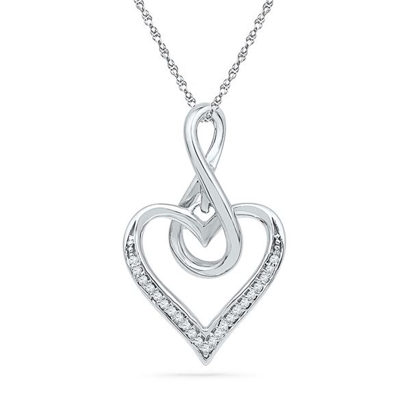 Diamond Infinity Heart Pendant 1/20 Cttw 10kt White Gold