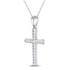 Image 2 : Diamond Cross Pendant 1/5 Cttw 10kt White Gold