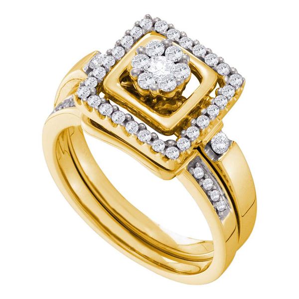 Diamond Bridal Wedding Ring Band Set 1/2 Cttw 14kt Yellow Gold