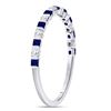 Image 3 : Princess Blue Sapphire Diamond Stackable Band Ring 3/8 Cttw 10kt White Gold