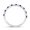 Image 4 : Princess Blue Sapphire Diamond Stackable Band Ring 3/8 Cttw 10kt White Gold