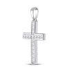 Image 2 : Princess Diamond Cross Pendant 5/8 Cttw 14kt White Gold