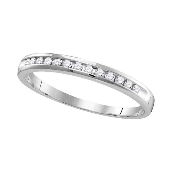 Diamond Wedding Band Ring 1/4 Cttw 14kt White Gold