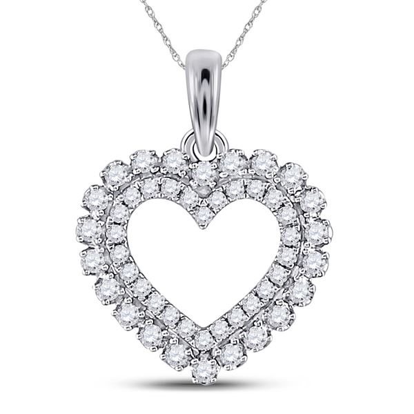 Diamond Outline Heart Pendant 3/8 Cttw 14kt White Gold
