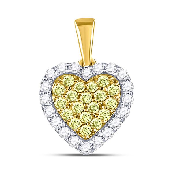 Yellow Diamond Heart Frame Pendant 7/8 Cttw 14kt Yellow Gold