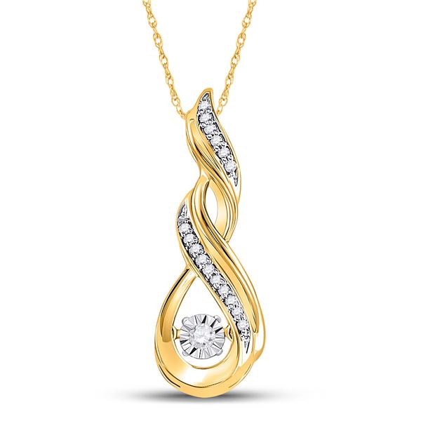 Diamond Moving Twinkle Fashion Pendant 1/10 Cttw 10kt Yellow Gold