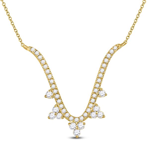 Diamond Modern-V Fashion Necklace 1/4 Cttw 14kt Yellow Gold