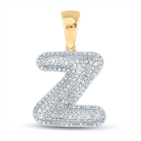 Mens Diamond Initial Z Letter Charm Pendant 5/8 Cttw 10kt Yellow Gold