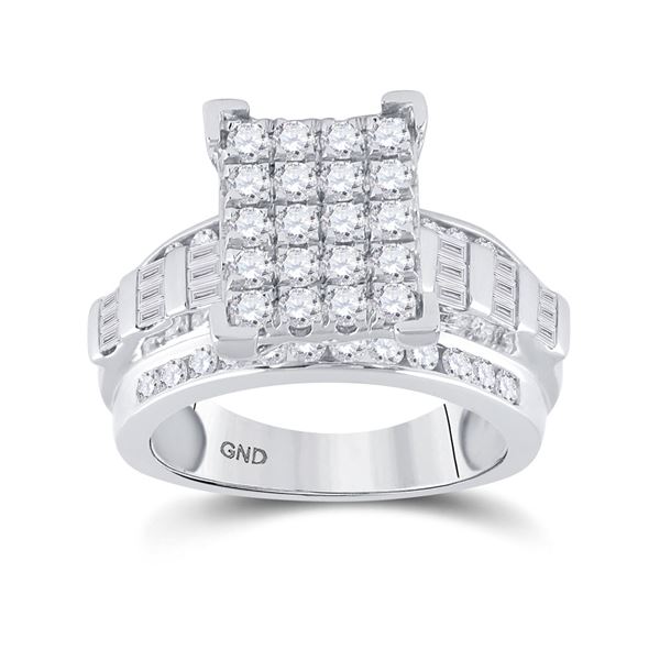 Diamond Cluster Bridal Wedding Engagement Ring 1-1/2 Cttw 10kt White Gold