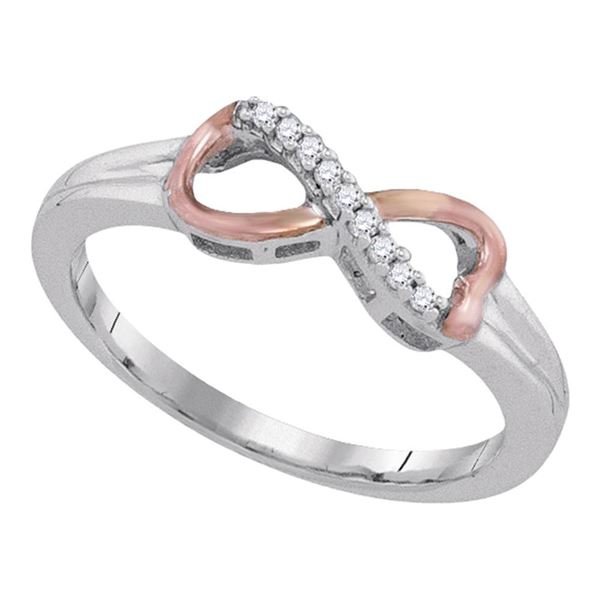 Diamond 2-tone Infinity Ring 1/20 Cttw Sterling Silver